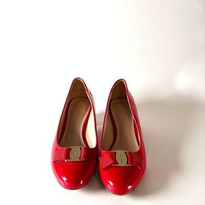 Vintage Ferragamo Red Patent Vara Pumps